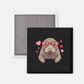 Grappige Manatee Hart Chocolade Valentijn Vrouwen Magneet (Voorkant / Achterkant)