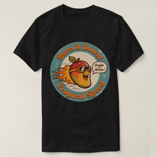 Grappige Mango Racer Tropische Snelheid Boost T-shirt (Design voorkant)