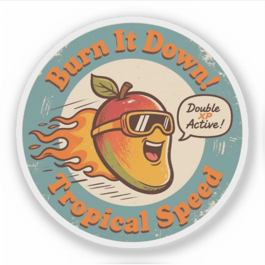 Grappige Mango Racer Tropische Snelheidsboost Sticker (Voorkant)