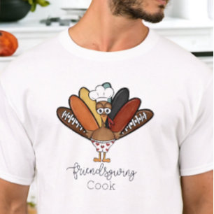Grappige Mannelijke Kalkoen Chef Vriendendankdag T T-shirt