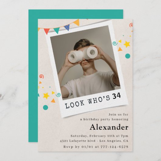 Grappige Mannen 34e verjaardagsuitnodigingen Leuke Kaart (Voorkant / Achterkant)