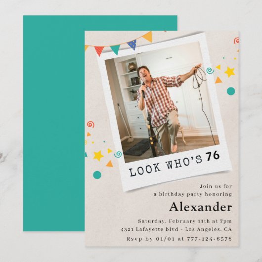 Grappige Mannen 76e verjaardagsuitnodiging Leuke f Kaart (Voorkant / Achterkant)