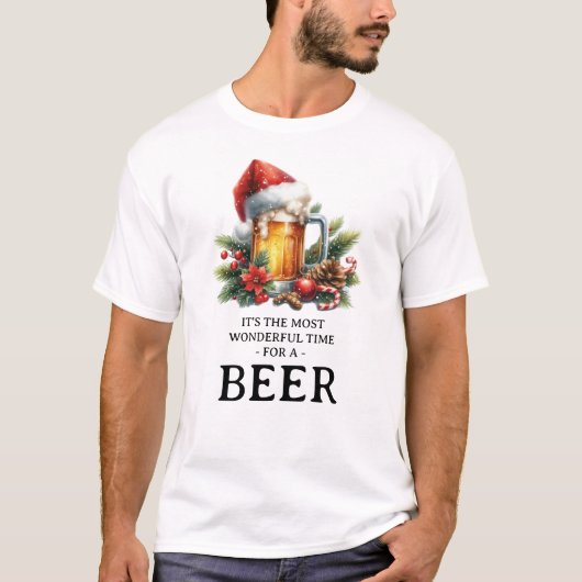 Grappige Mannen bier kerstvakantie T-shirt (Voorkant)