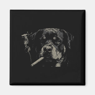 Grappige Mannen Retro Hond Rottweiler Roken Meme Magneet