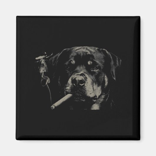 Grappige Mannen Retro Hond Rottweiler Roken Meme Magneet (Voorkant)
