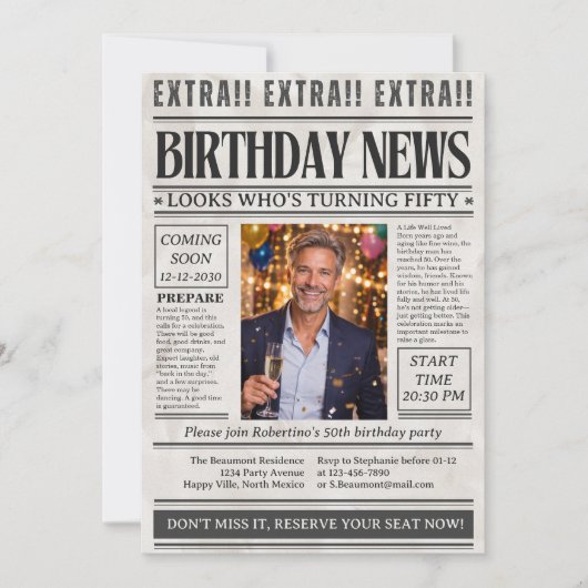 Grappige mannenkrant foto 50ste verjaardag kaart (Voorkant)