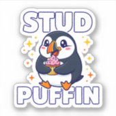 Grappige mannetjes papegaaiduiker leuke vogel cupc sticker (Voorkant)