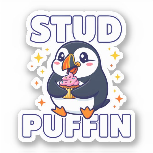 Grappige mannetjes papegaaiduiker leuke vogel cupc sticker (Voorkant)