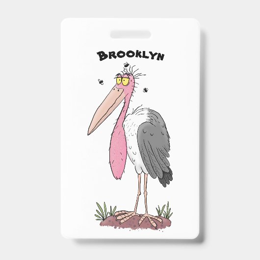 Grappige maraboe ooievaar cartoon badge (Voorzijde)