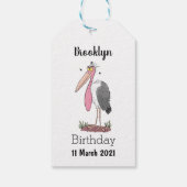 Grappige maraboe ooievaar cartoon cadeaulabel (Achterkant)
