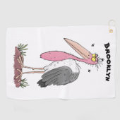 Grappige maraboe ooievaar cartoon golfhanddoek (Horizontaal)