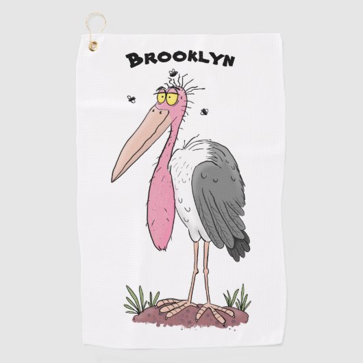 Grappige maraboe ooievaar cartoon golfhanddoek (Voorkant)
