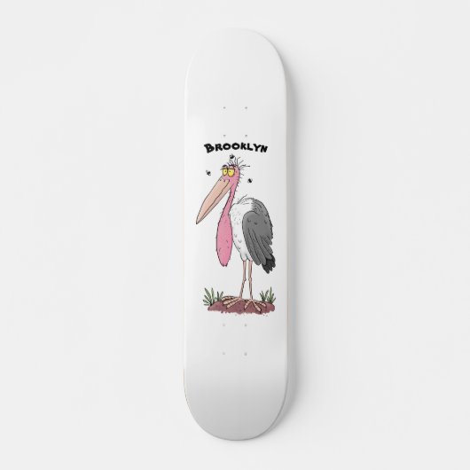 Grappige maraboe ooievaar cartoon  persoonlijk skateboard (Voorkant)
