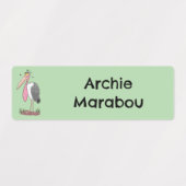 Grappige marabou ooievaar cartoon gepersonaliseerd labels (Design 1)