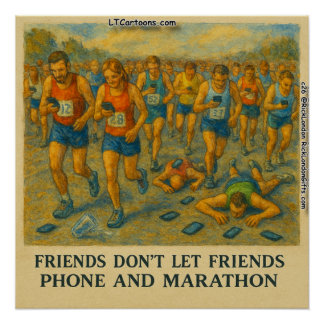 Grappige Marathon Cartoon – Vrienden Laten Vriende Perfect Poster
