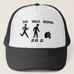 Grappige marathon lopen. Lopen. Wanhoop. minimalis Trucker Pet