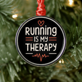 Grappige marathonloper citeert grappen zwart en ro metalen ornament