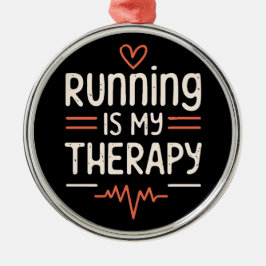 Grappige marathonloper citeert grappen zwart en ro metalen ornament