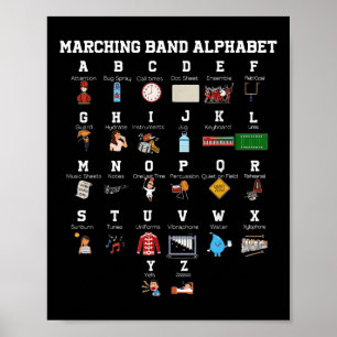 Grappige Marching Band Alfabet Band Kamp Student C Poster