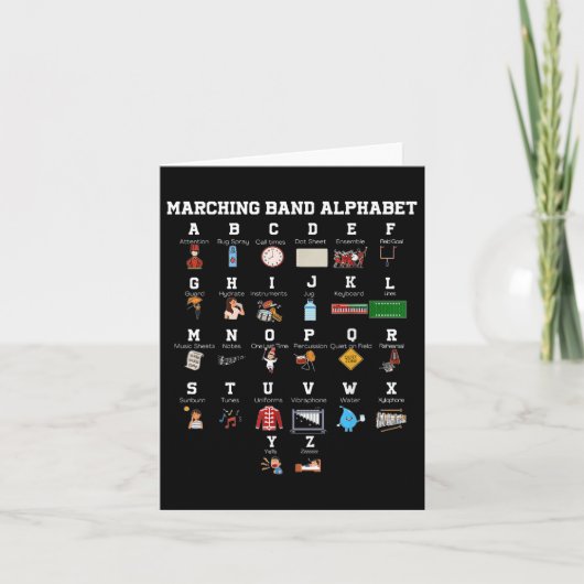 Grappige Marching Band Alphabet Band Camp Student Kaart (Voorkant)