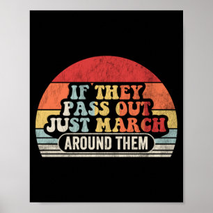 Grappige Marching Band Retro Vintage Zonsondergang Poster