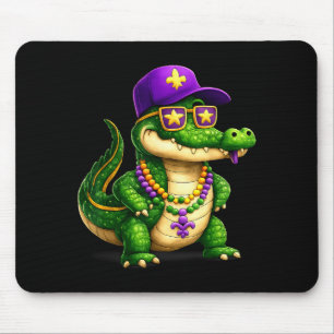 Grappige Mardi Gras Alligator Kralen Carnaval Vier Muismat
