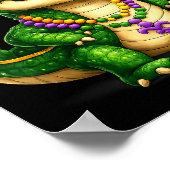 Grappige Mardi Gras Alligator Kralen Carnaval Vier Poster (Hoek)