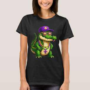 Grappige Mardi Gras Alligator Kralen Carnaval Vier T-shirt
