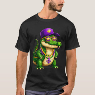 Grappige Mardi Gras Alligator Kralen Carnaval Vier T-shirt