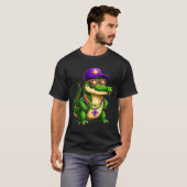 Grappige Mardi Gras Alligator Kralen Carnaval Vier T-shirt (Voorkant volledig)