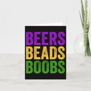 Grappige Mardi Gras Beers Kralen Borst T-shirt New Kaart