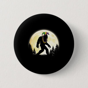 Grappige Mardi Gras Bigfoot Kinder Mannen Sasquatc Ronde Button 5,7 Cm