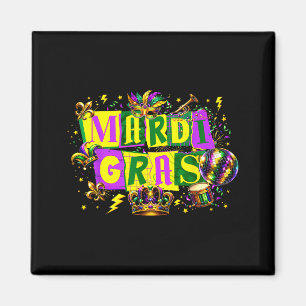 Grappige Mardi Gras Disco Bal Carnaval Seizoen Man Magneet