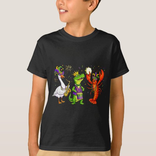 Grappige Mardi Gras Gans Alligator Rivierkreeft Ca T-shirt (Voorkant)