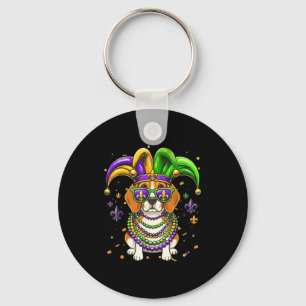 Grappige mardi gras kraal beagle hond festival car sleutelhanger