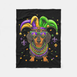 Grappige mardi gras kraal dachshund hond festivalG Fleece Deken