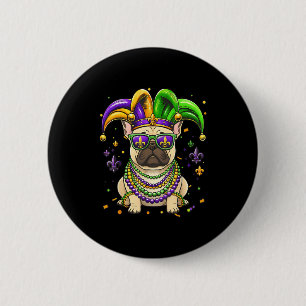 Grappige mardi gras kraal Franse bulldog festivalG Ronde Button 5,7 Cm