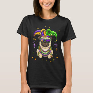 Grappige mardi gras kraal pug festival carnaval ho t-shirt