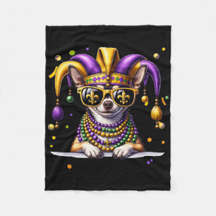 Grappige Mardi Gras Kralen Chihuahua Hond Festival Fleece Deken