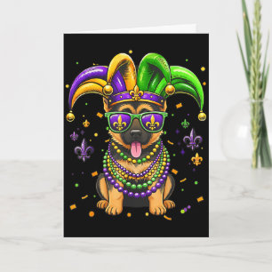 Grappige Mardi Gras-kralen Duitse herdershond fest Kaart