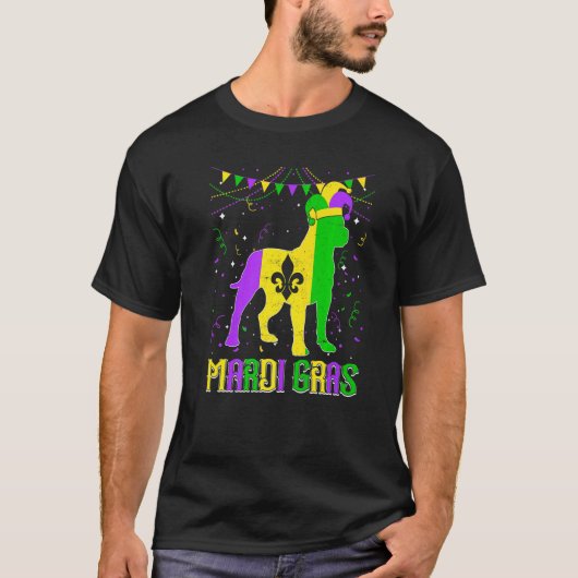 Grappige Mardi Gras Pitbull Hond Vader Moeder Mard T-shirt (Voorkant)