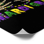 Grappige Mardi Gras Skeleton Handen Poster (Hoek)