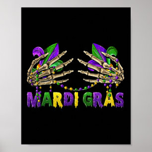 Grappige Mardi Gras Skeleton Handen Poster