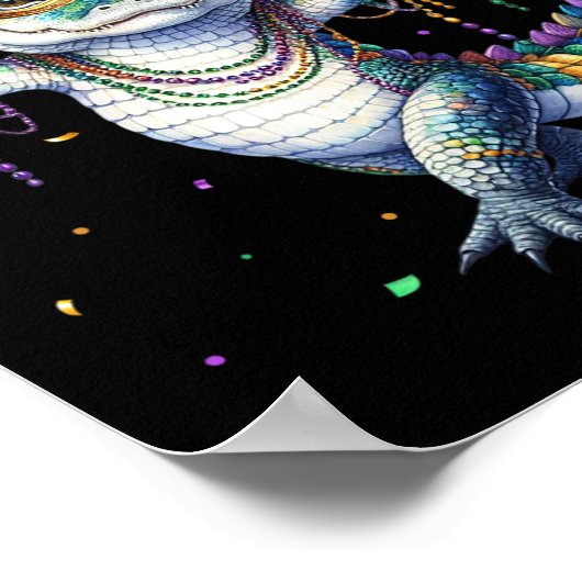 Grappige Mardigator Mardi Gras Alligator Dancing C Poster (Hoek)