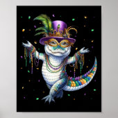 Grappige Mardigator Mardi Gras Alligator Dancing C Poster (Voorkant)