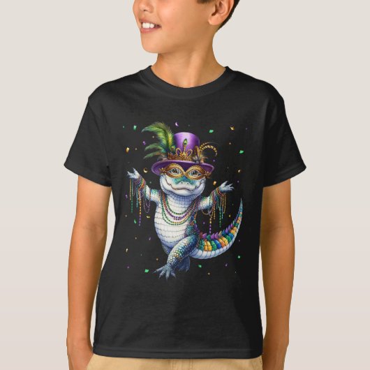 Grappige Mardigator Mardi Gras Alligator Dancing C T-shirt (Voorkant)
