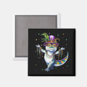 Grappige Mardigator Mardi Gras Alligator Dansende Magneet (Voorkant / Achterkant)