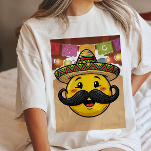 Grappige Mariachi-emoji met sombrero en snor Tri-Blend Shirt