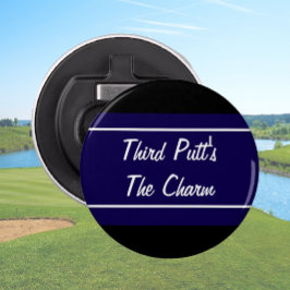 Grappige marine blauw en zwart derde putt is de ch button flesopener