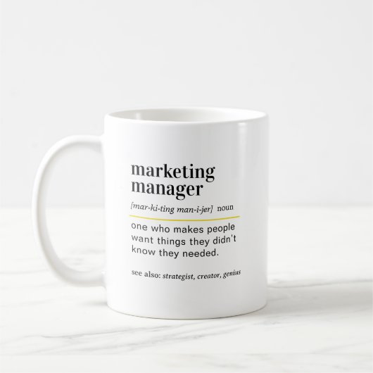 Grappige Marketing Manager Definitie Cadeau Koffiemok (Links)